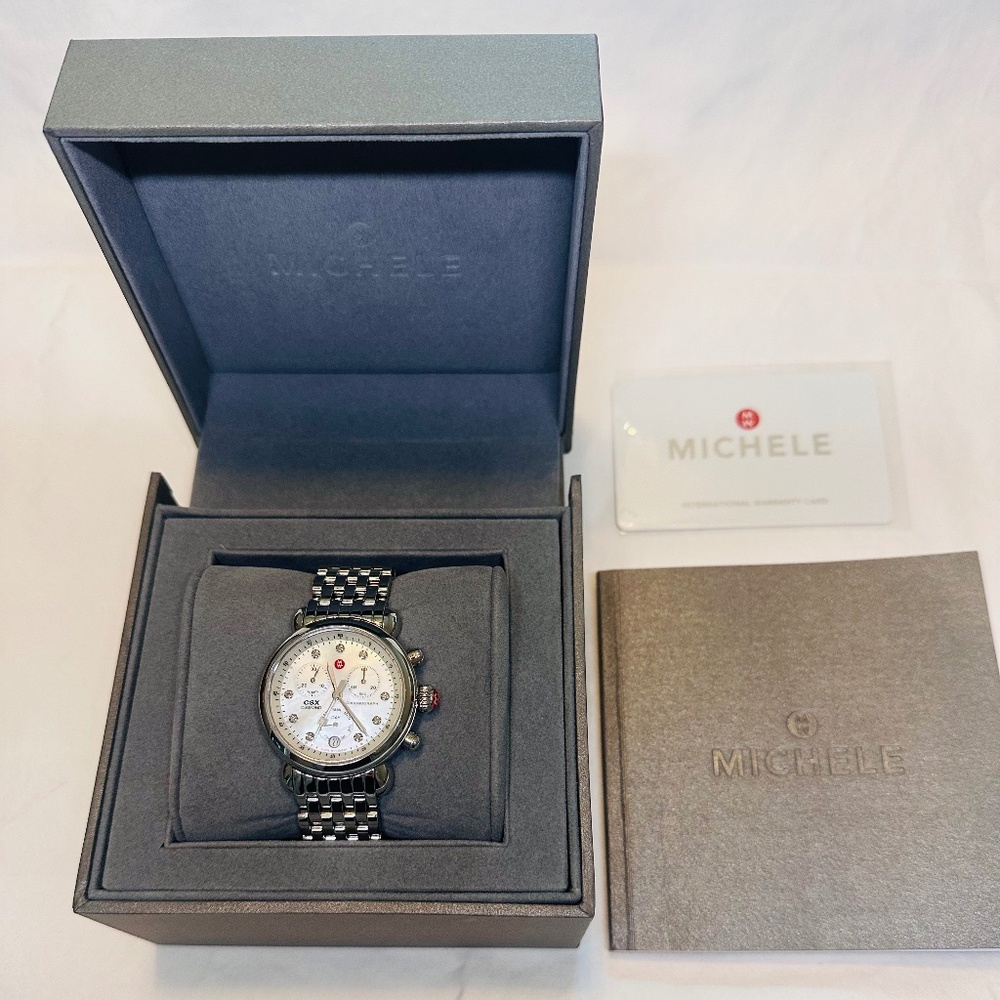 Michele CSX-36 Chronograph Mother of Pearl Dial Date Stainless Steel Watch